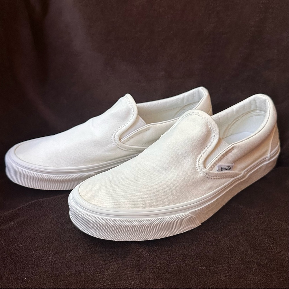 Vans White Slip-On Sneakers Size 7.5